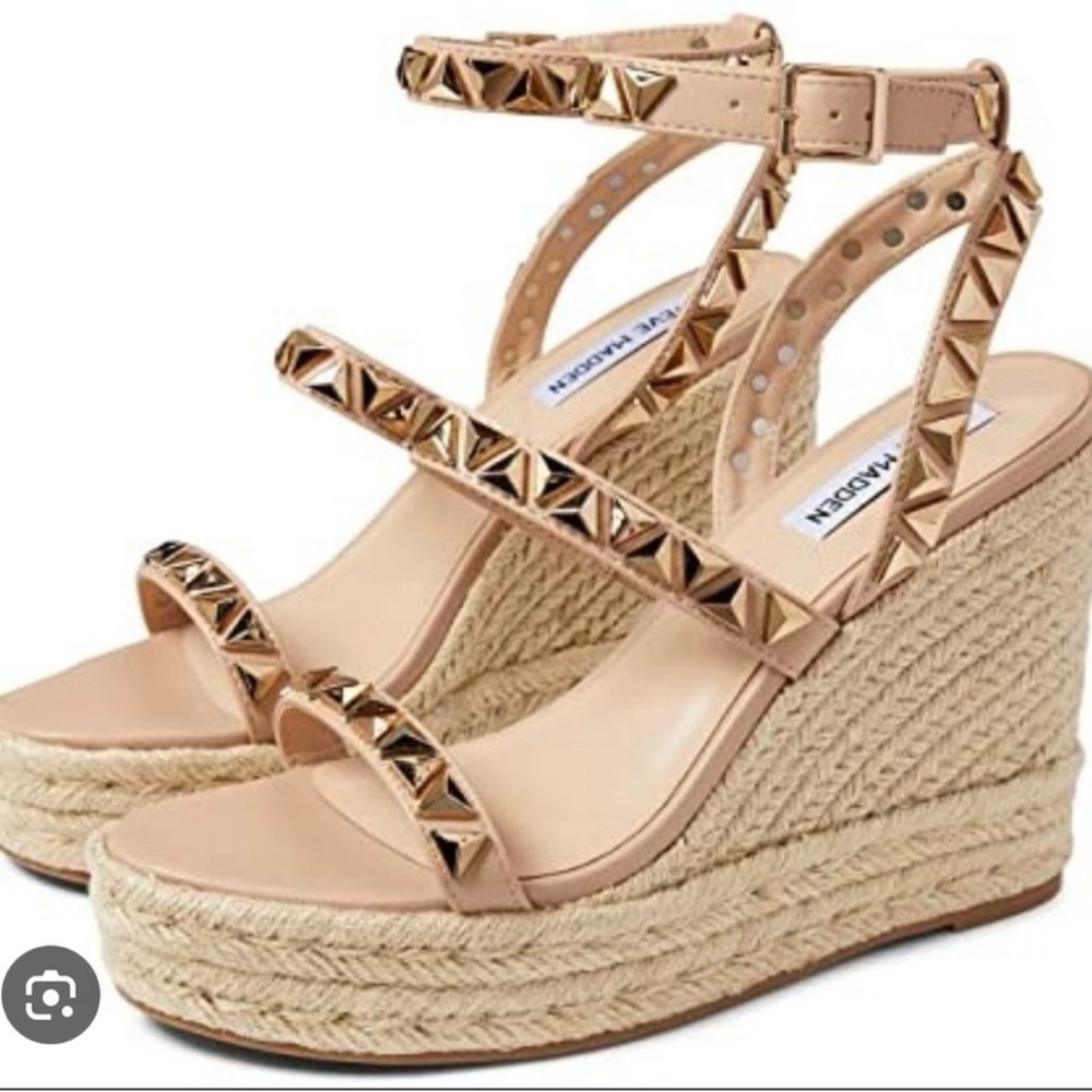 Steve Madden Sessions Tan Wedges Platform Heels Sandals